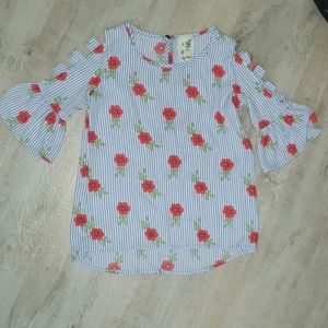3/$10 Lily Blue blouse with cutout sleeves size 7/8